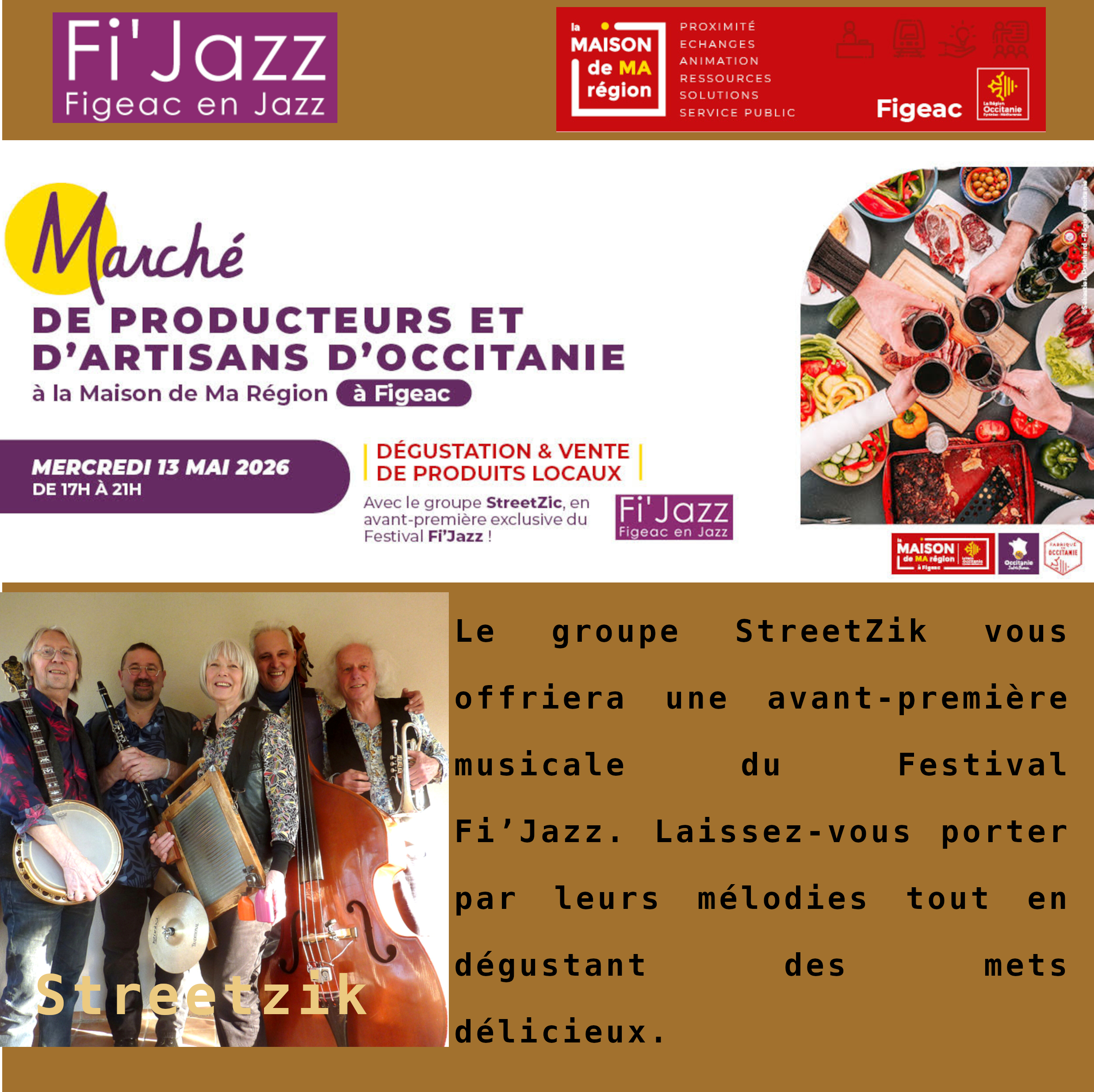 StreetZik en avant-première — Marché gourmand & Swing New Orleans